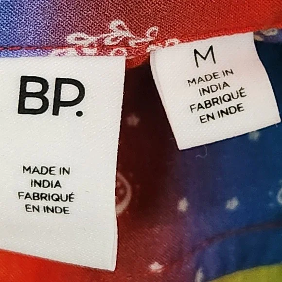 BP Shirt Womens M Rainbow Be Proud Camp Stripe Paisley Button Down BP441189MN - Picture 3 of 12